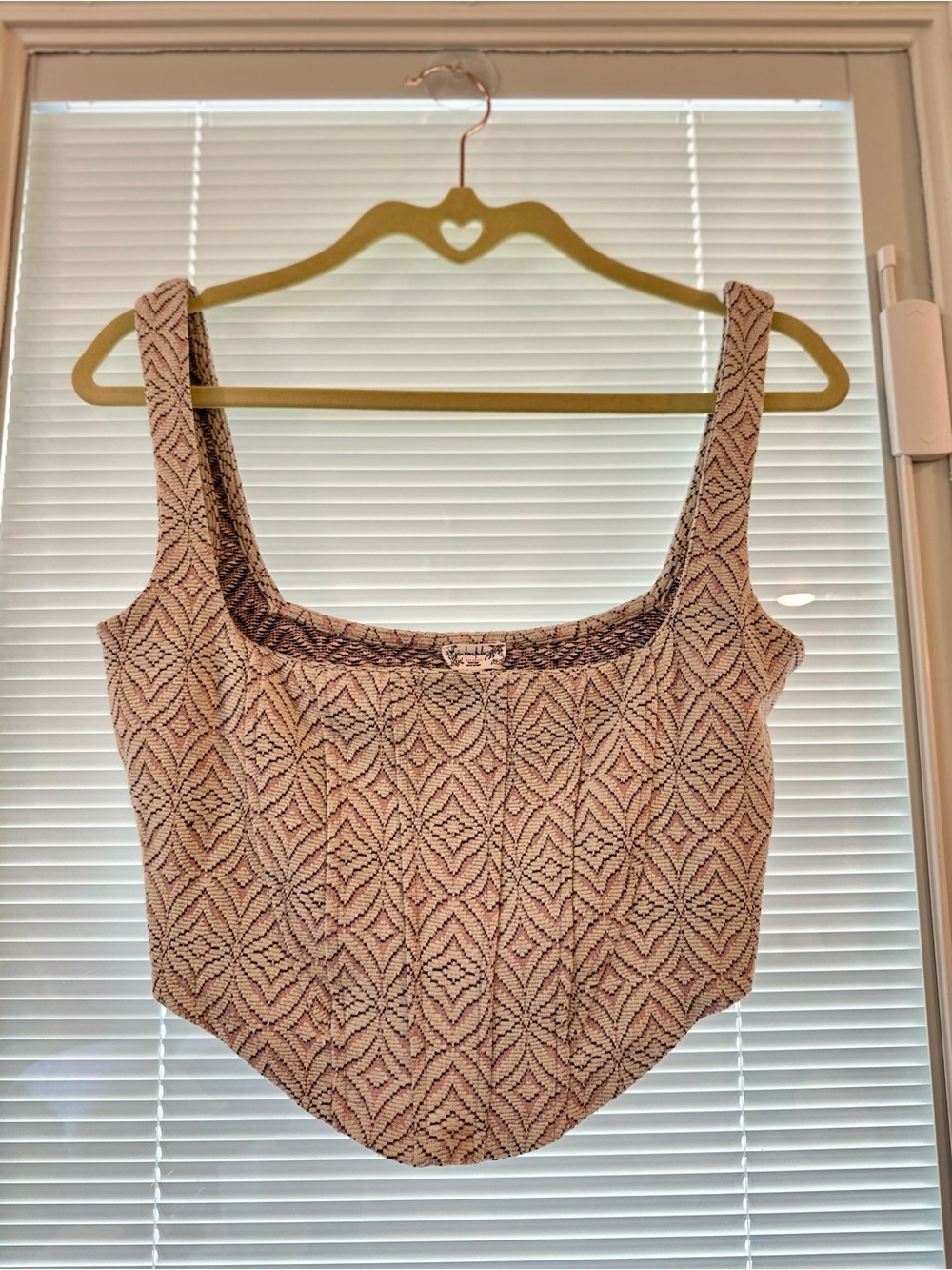 Free People Pink Geometric Knit Crop Tank